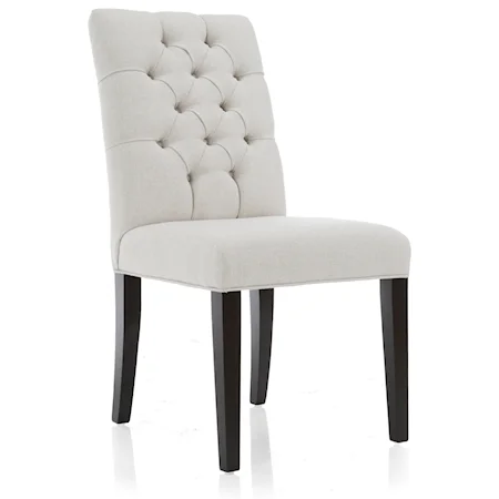 Transitional Exposed Wood Chair with Tufted Back